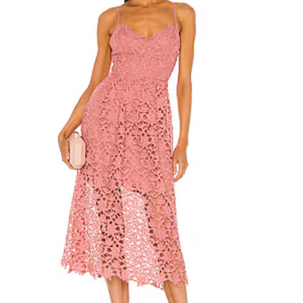 Astr The Label A-Line Midi Pink Mauve Lace Dress